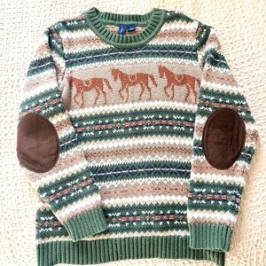 Janie and Jack Multicolor Horse Pattern Sweater